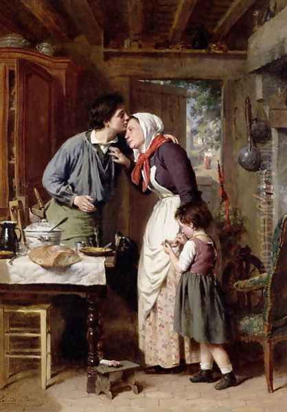 A Son's Devotion, 1868 Oil Painting by Pierre Jean Edmond Castan