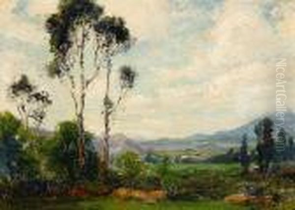 Morning In The Valley, Riverside Oil Painting by Anna Althea Hills