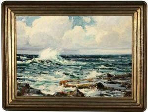 Windy Weather - From Fisherman's Cove, Laguna Oil Painting by Anna Althea Hills