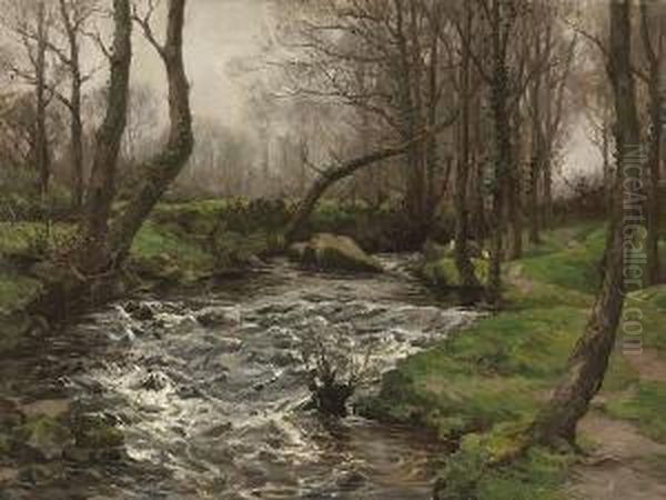 View Along A Brook Oil Painting by Anna Althea Hills