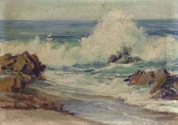 Dashing Waves, Laguna Beach Oil Painting by Anna Althea Hills