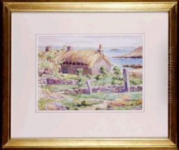 Thatched Cottage Oil Painting by Anna Althea Hills