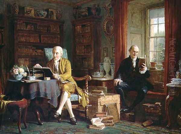 In the Library Oil Painting by John Watkins Chapman