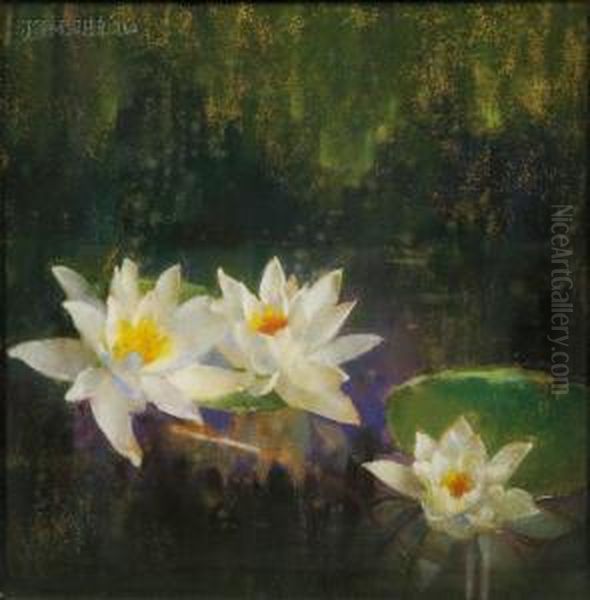 Waterlilies Oil Painting by Laura Coombs Hills