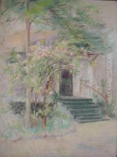 House By A Flowering Tree- Oil Painting by Laura Coombs Hills