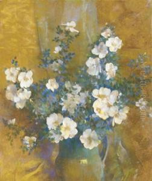 White Roses Oil Painting by Laura Coombs Hills