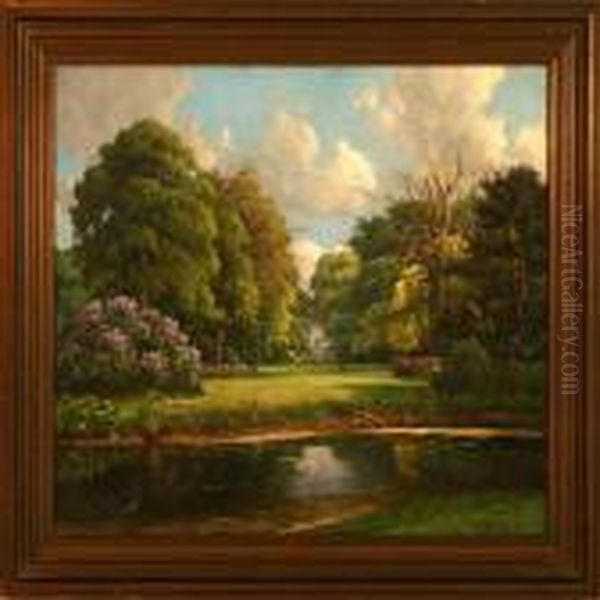 Summer Day Atfrederiksberg Garden In Copenhagen Oil Painting by Hans Hilsoe