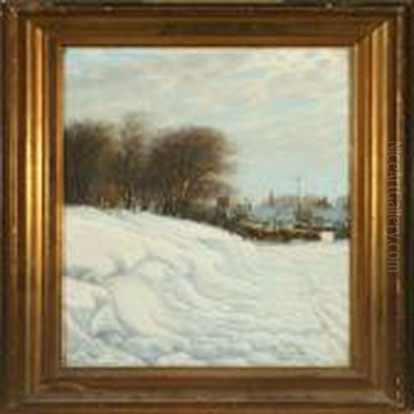 Winther Landscape Oil Painting by Hans Hilsoe