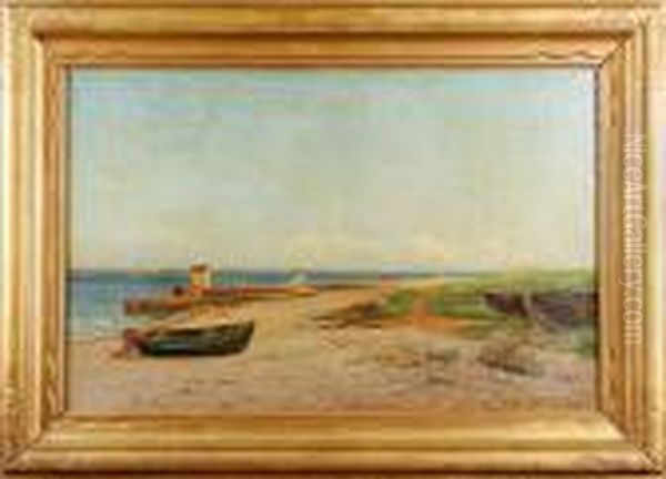 Strandparti Vidhornbaek Oil Painting by Hans Hilsoe