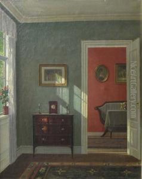 (xxeme Siecle) Scene D'interieur Oil Painting by Hans Hilsoe