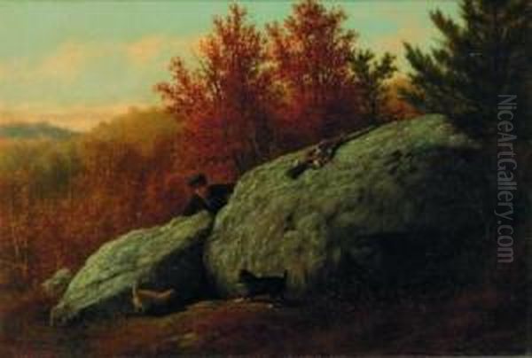 Hunting Scene In Milton Oil Painting by Thomas Hewes Hinckley