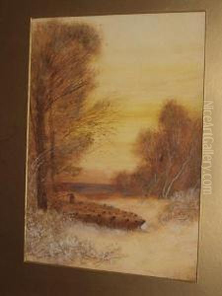 'winter Sunset, Epping Forest' Oil Painting by Fred Hines