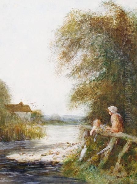 Feeding The Ducks Oil Painting by Fred Hines