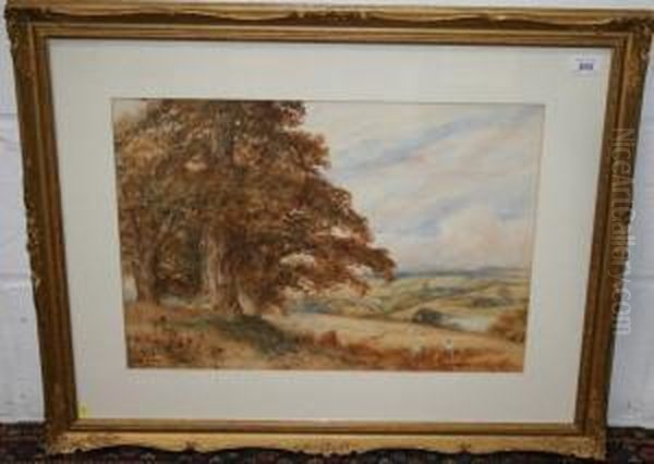 Extensive Landscape View With Harvest Scene Oil Painting by Fred Hines