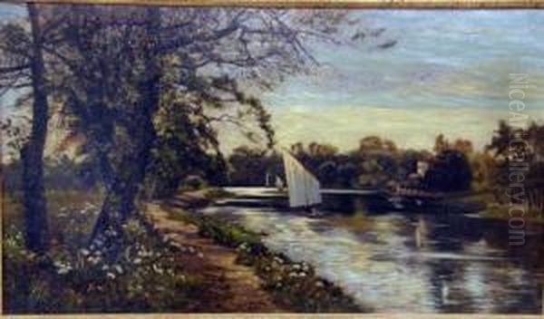 On The Thames, Twickenham Oil Painting by Theodore Hines