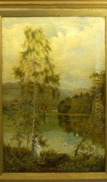 A Highland Lock Oil Painting by Theodore Hines