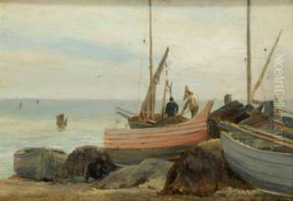 Hauling In The Nets Oil Painting by Theodore Hines