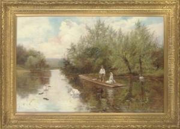 Near Hurley, On The Thames Oil Painting by Theodore Hines