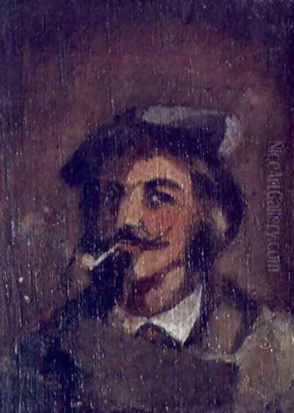 Man with a Pipe. Portrait of Stanislaw Chmielowski Oil Painting by Adam Chmielowski