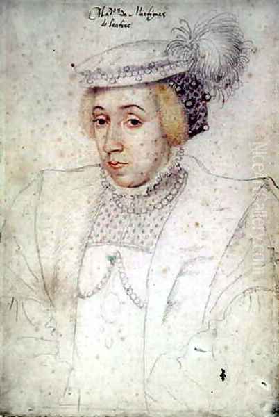 Claude de Foix, vicomtesse de Lautrec, femme de Charles de Luxembourg, vicomte de Martigues, c.1550 Oil Painting by (studio of) Clouet