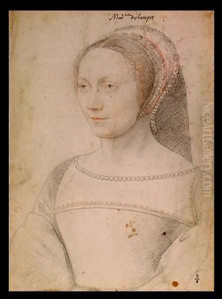 Anne de Pisseleu (1508-80) c.1540 Oil Painting by (studio of) Clouet