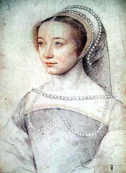 Unknown portrait of a Lady, probabely Lucrezia dei Rodolfi, dame d'armenvilliers, c.1547 Oil Painting by (studio of) Clouet