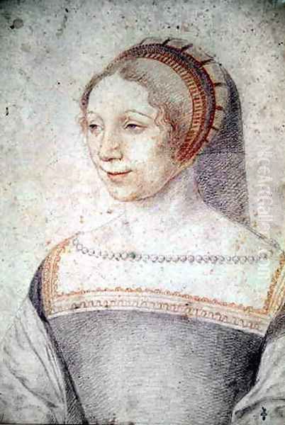 Unknown portrait of a young Lady, probely Diane, bastard of France, duchesse de Montmorency, then of Angouleme and Chatellerault, c.1540 Oil Painting by (studio of) Clouet