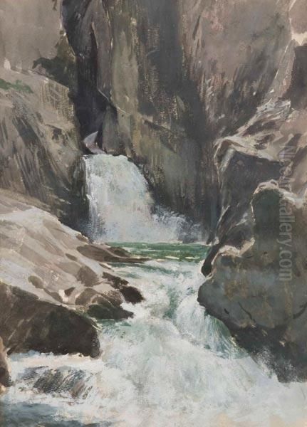 Quinta Rocciosa Con Cascata Oil Painting by Adolf Hiremy-Hirschl