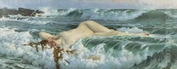 Venus Reclining In The Waves Oil Painting by Adolf Hiremy-Hirschl