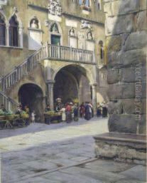 Loggia A Capodistria Oil Painting by Adolf Hiremy-Hirschl