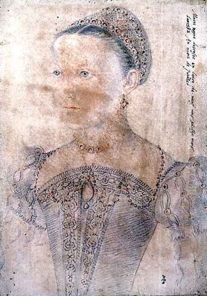 Portrait of Mary Stuart, Queen of Scotland (1542-87) at the age of Nine, July 1552 Oil Painting by (studio of) Clouet