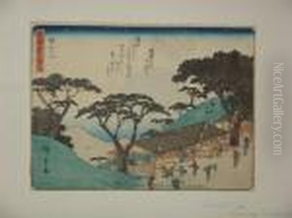 Serie Du Kyoka Tokaido Oil Painting by Utagawa or Ando Hiroshige