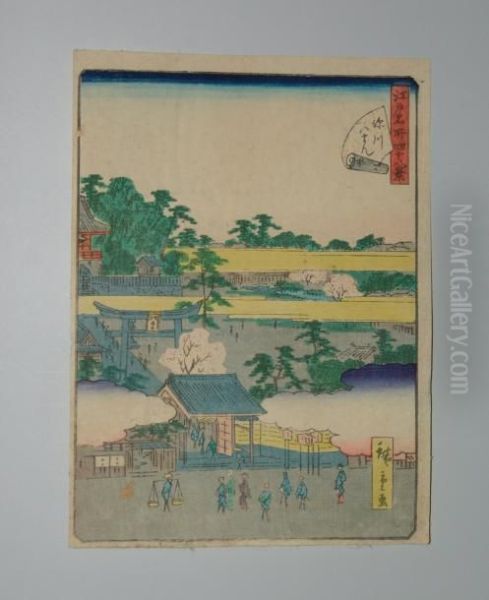 Serie Des 48 Vues D'edo Oil Painting by Utagawa or Ando Hiroshige