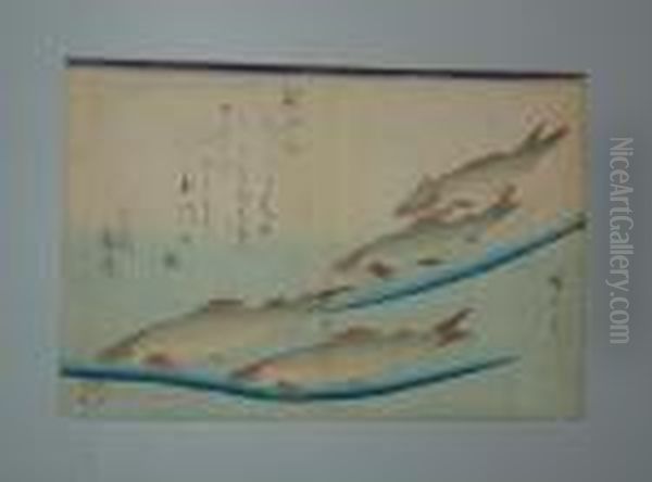 Serie Des Poissons Oil Painting by Utagawa or Ando Hiroshige