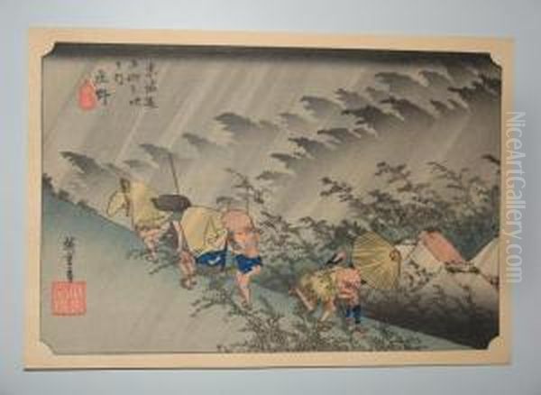 Serie Du Grand Tokaido Oil Painting by Utagawa or Ando Hiroshige