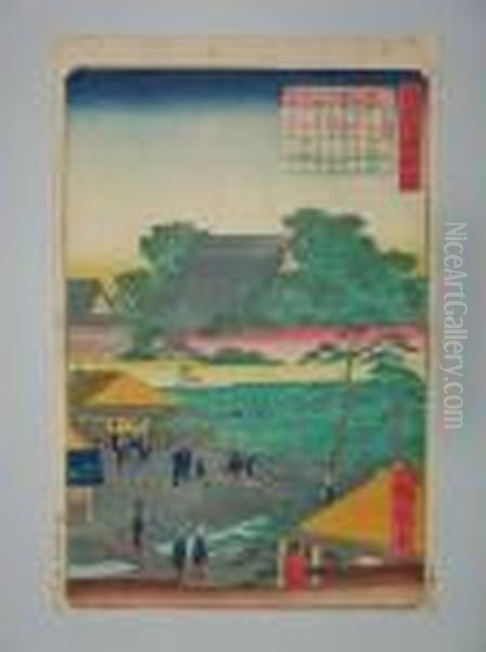 Enceinte De Temple A Edo Oil Painting by Tokubei Iii Hiroshigeando