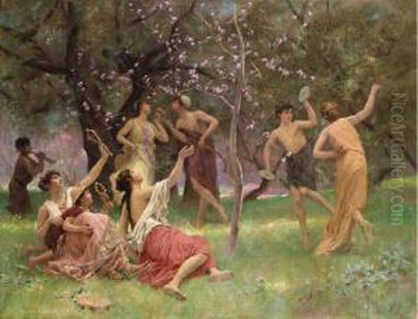 The Celebration Of Spring Oil Painting by Auguste Alexandre Hirsch