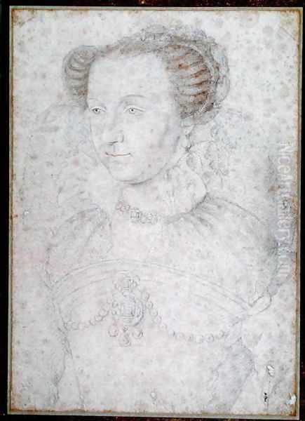 Portrait of Anne d'Este (1531-1607) Princess of Ferrera, after 1566 Oil Painting by (studio of) Clouet