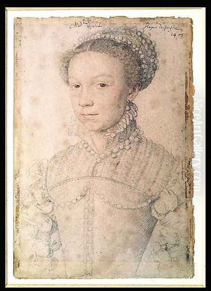 Elisabeth of France (1545-68) 1559 Oil Painting by (studio of) Clouet