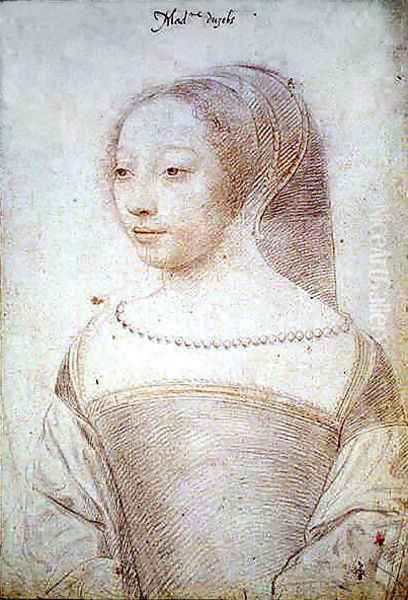 Louise de Clermont-Tallard (c.1518-c.1596) Duchess of Uzes, c.1535 Oil Painting by (studio of) Clouet