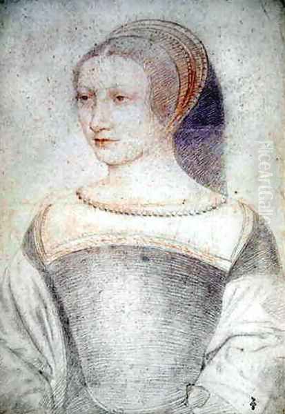 Portrait of an unknown Lady, probabely Charlotte de Moulin, demoiselle de Bry, c.1530 Oil Painting by (studio of) Clouet