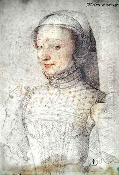 Philiberte de Clermont (1520-1604), femme de Jean, sire de Caerousse, c.1558 Oil Painting by (studio of) Clouet