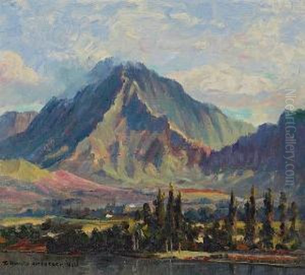 Pali Gap From Kaneolu Bay, Oahu, Hawaii Oil Painting by David Howard Hitchcock