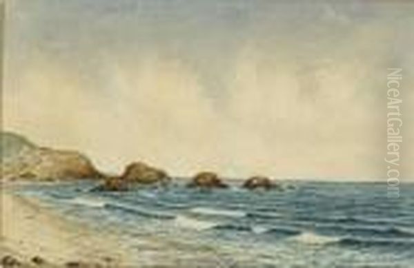 Rocky Coastal Scene Oil Painting by George Hitchcock