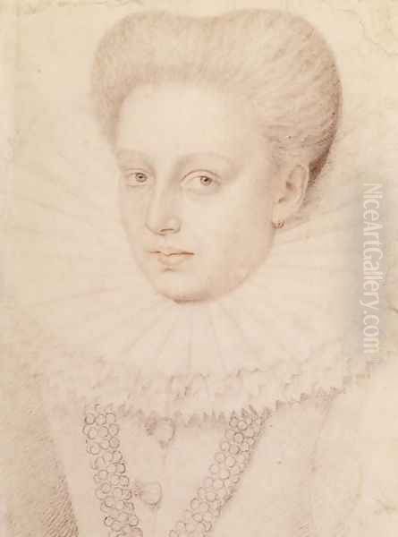 Marie de Lorraine, Duchesse d'Aumale in 1576 Oil Painting by (studio of) Clouet