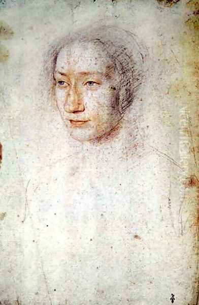 Portrait of an unknown Lady, probabely Madeleine d'Ognies en Flandres, dame de Castelpers, c.1538 Oil Painting by (studio of) Clouet