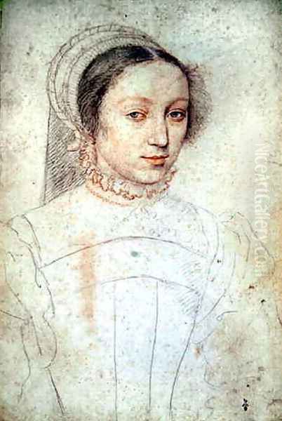 Portrait of an unknown Lady, c.1545 Oil Painting by (studio of) Clouet