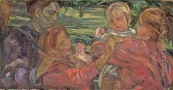 Mutter Mit Kindern Oil Painting by Dora Hitz