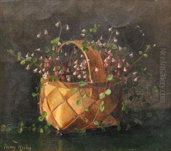 Stilleben Med Korg Och Linneor Oil Painting by Fanny Hjelm