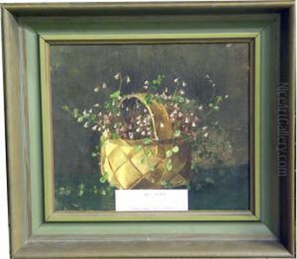 Blommor I Korg. Oil Painting by Fanny Hjelm